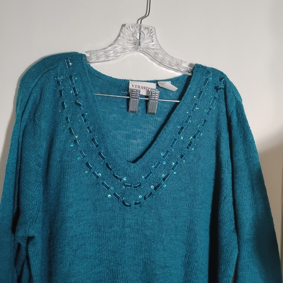 Plus Size Veranesi Teal Women's Sweater - Picture 2 of 11